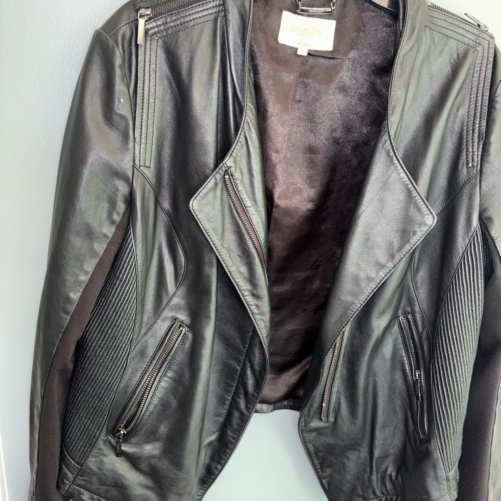 Hunter Black Leather Jacket with Zip Accents